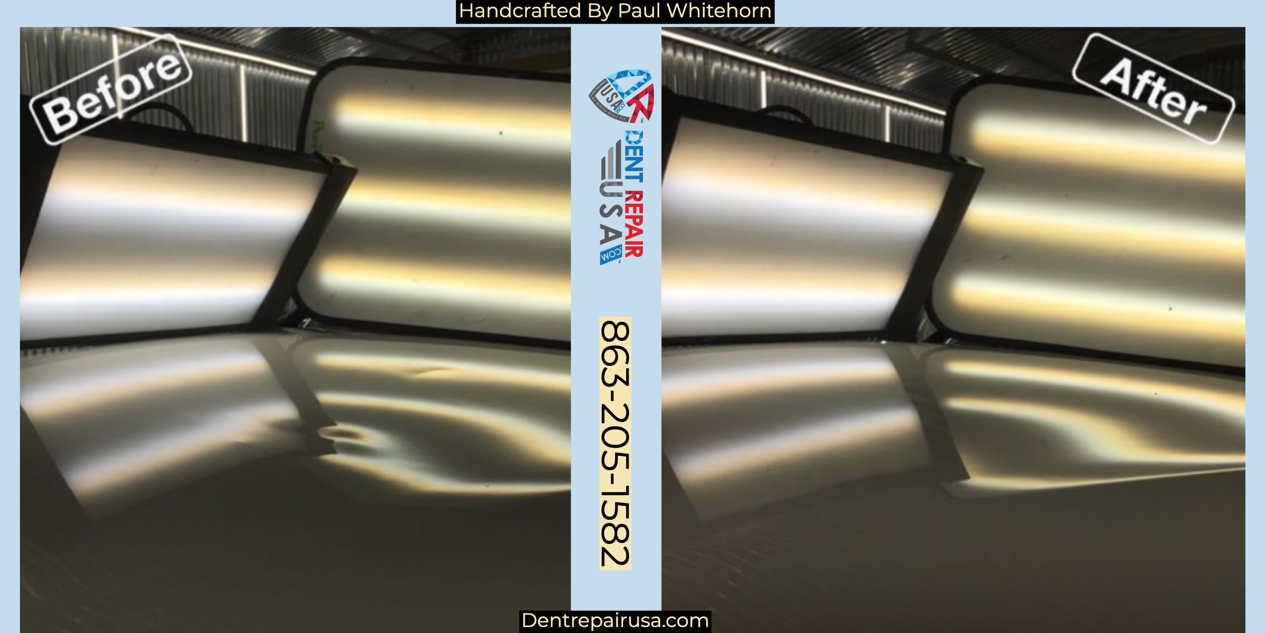 Hood Damage and Paintless Dent Repair Light